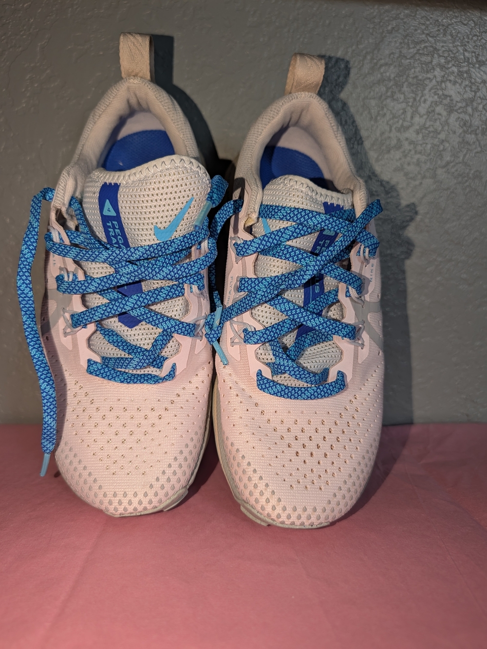 Nike Kids Pink Sneakers with Blue Laces